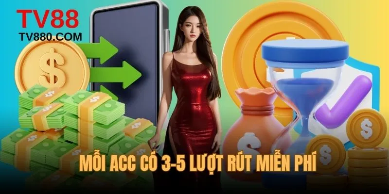 Mỗi account có 3-5 lượt rút tiền TV88 free